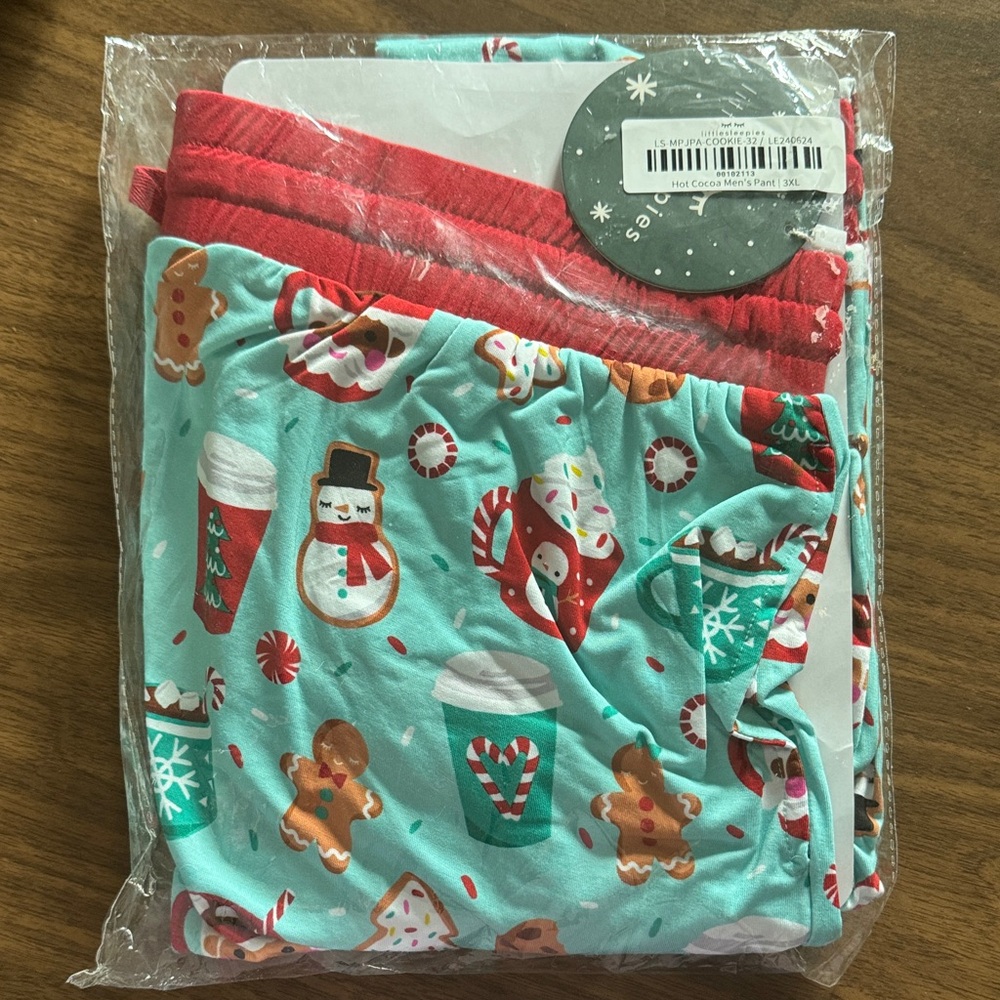 Little Sleepies Red and Teal Hot Cocoa Pajama Pants